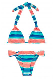 Blue / coral sliding triangle halter bikini - UPBEAT CORTINAO