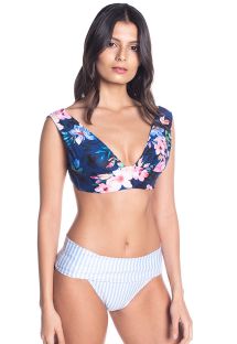 BSS X SAHA - BH-bikini med høy midje blomster/striper - SIERRA FLORAL NIGHT