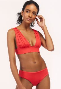 Orangeroter Crop-Top-Bikini mit Rückenknoten - TUCAN AURORA GERANIUM RED