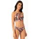 Navy crop top bikini with tropical leaves pattern - CROPPED ADAO