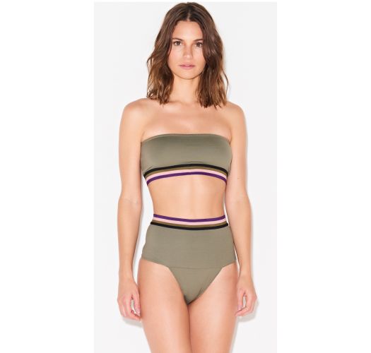 high waisted bandeau swimsuit