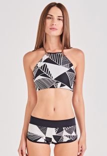 Geometrik desenli lüks şorty ve crop top bikini - CROPPED UMBRELLAS