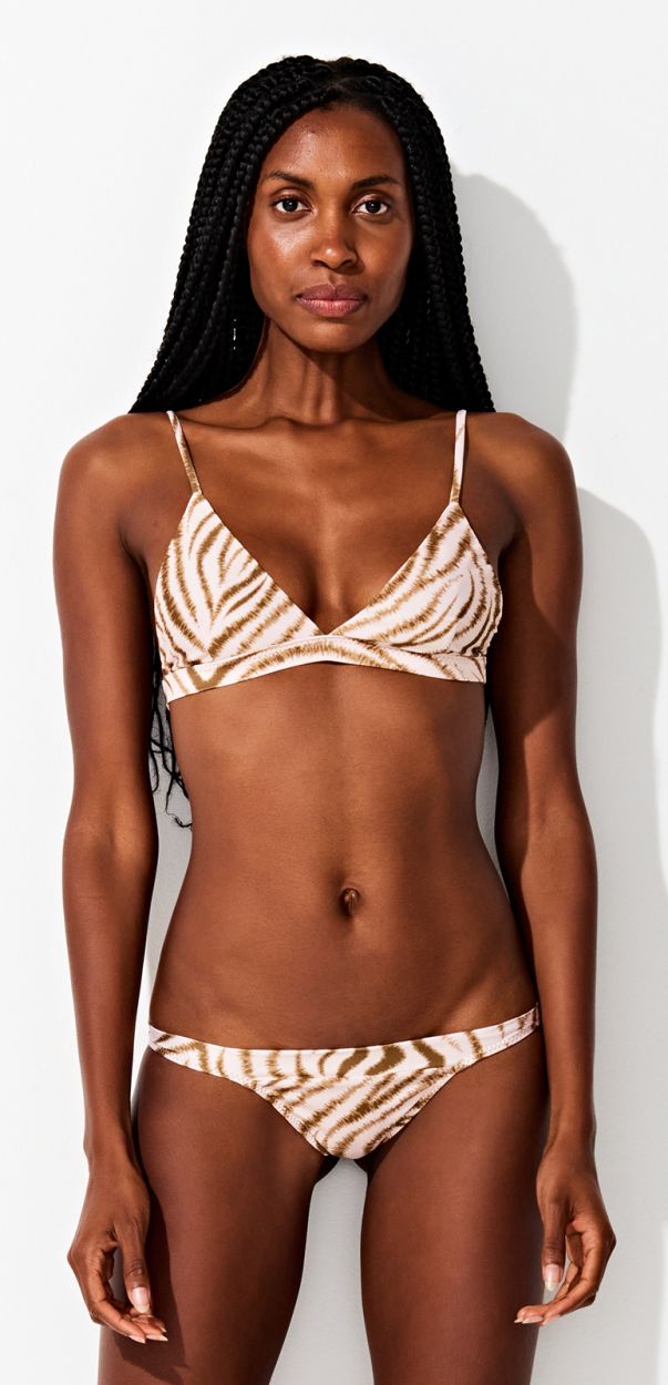 Luxurious fixed triangle bikini with tiger print - FIXED WHITE TIGER