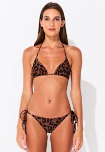 Leopard print luxury Brazilian bikini - SIDE-TIE COPPER LEOPARD
