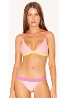 Luxe driekleurige driehoekige bikini fluo roze - SPLASH MIRA NEON