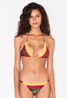Bikini fijo estampado camuflaje y bandas coloridas - TRI CAMOUFLAGE