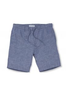 Pantalones cortos 100% Lino color blu - SPORT LINEN SHORT MELANGE BLUE
