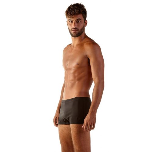Solid black mens boxer bathing trunks - SUNGA BERLIM PRETO
