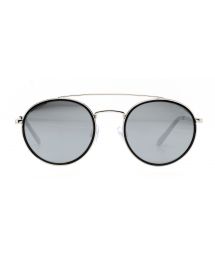 Солнцезащитные очки со стёклами округлой формы в металлической оправе серебристого цвета с двойным мостиком - MARGIT ARGENT