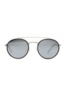 Runde solbriller med dobbelt sølv-farget metall bro - MARGIT ARGENT