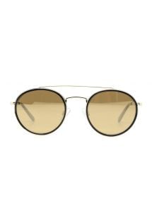 Rundede solbriller med dobbelt, gylden metalbro - MARGIT DORE