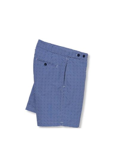 Пляжные шорты с темно-синим и белым геометрическим принтом - ANGRA TAILORED LONG NAVY BLUE