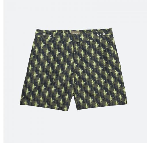 Khaki printed swimming shorts with patterns - WODAABE
