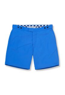 Blue beach shorts with pockets and fitted cut - BLOCK TAILORED LONG BLUE