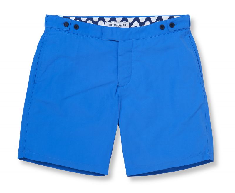 Blue beach shorts with pockets and fitted cut - BLOCK TAILORED LONG BLUE