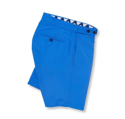 Pantalones cortos de playa azul con bolsillos y corte ajustado - BLOCK TAILORED LONG BLUE