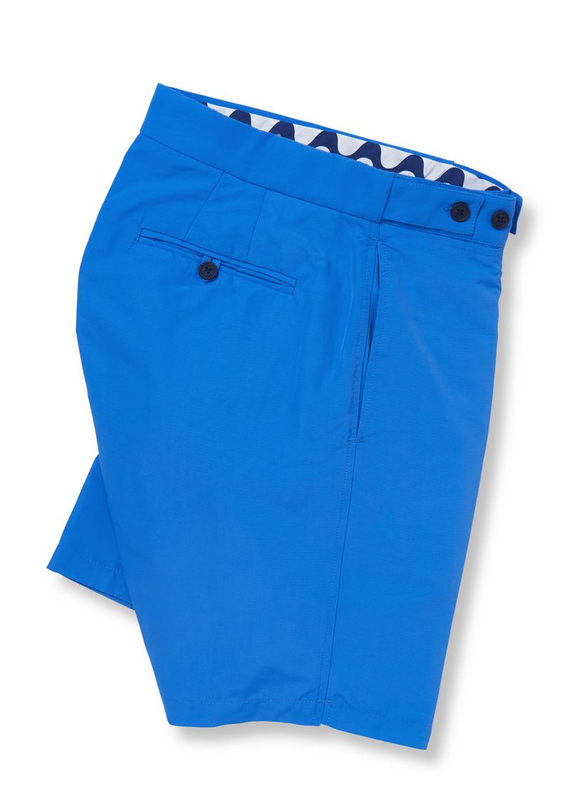 Пляжные шорты синего цвета с карманами, регулируются по талии - BLOCK TAILORED LONG BLUE
