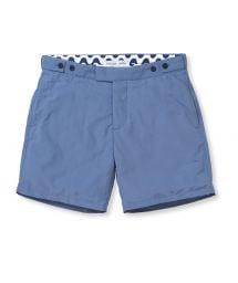 Slim fit mens` shorts in blue - BLOCK TAILORED SHORT SLATE