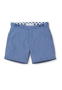 Slim fit mens` shorts in blue - BLOCK TAILORED SHORT SLATE
