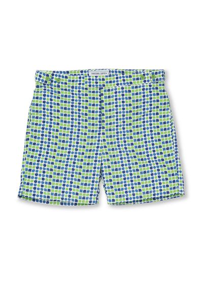 Green and blue printed beach shorts - CACAU TAILORED SHORT GREEN