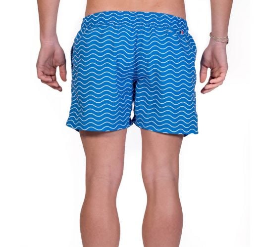 Pantaloncini da spiaggia blu e bianchi con stampa ad onde - SHORT VAGUES FRANCE