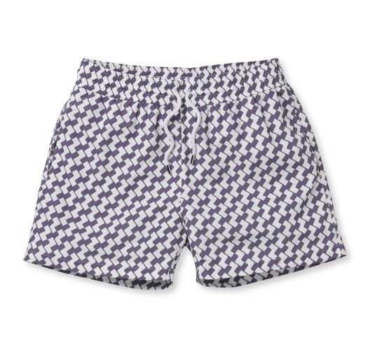 Mauve/white geometric pattern swimming shorts - LEME SPORT LILAC
