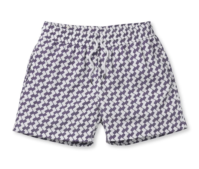 Купальные шорты в геометрический принт сиреневого/белого цветов - LEME SPORT LILAC