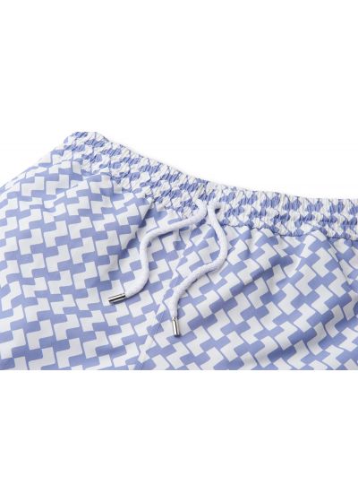 Купальные шорты в геометрический принт сиреневого/белого цветов - LEME SPORT LILAC