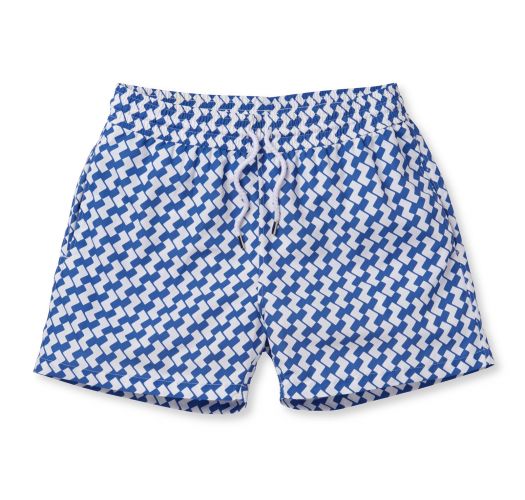 Geometric blue/white print swimming shorts - LEME SPORT SLATE BLUE