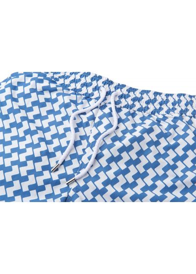 Купальные шорты в геометрический принт синего/белого цвета - LEME SPORT SLATE BLUE