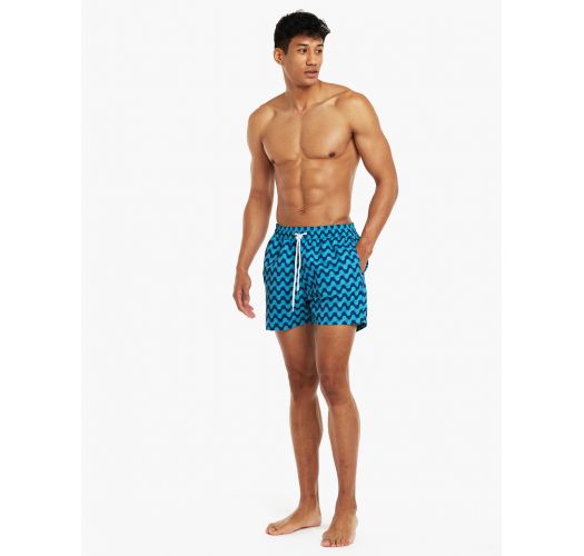 SPORT COPA PRINT SWIM SHORTS OCEAN BLUE AND TOPAZ TEAL