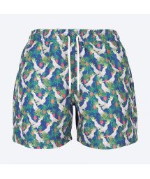 Blue swimming shorts with cockatoos and pineapples - CACATUAS BLUE