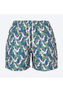 Blue swimming shorts with cockatoos and pineapples - CACATUAS BLUE