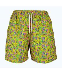 Men`s yellow and pink patterned swimming shorts - LIMA ABSTRATO