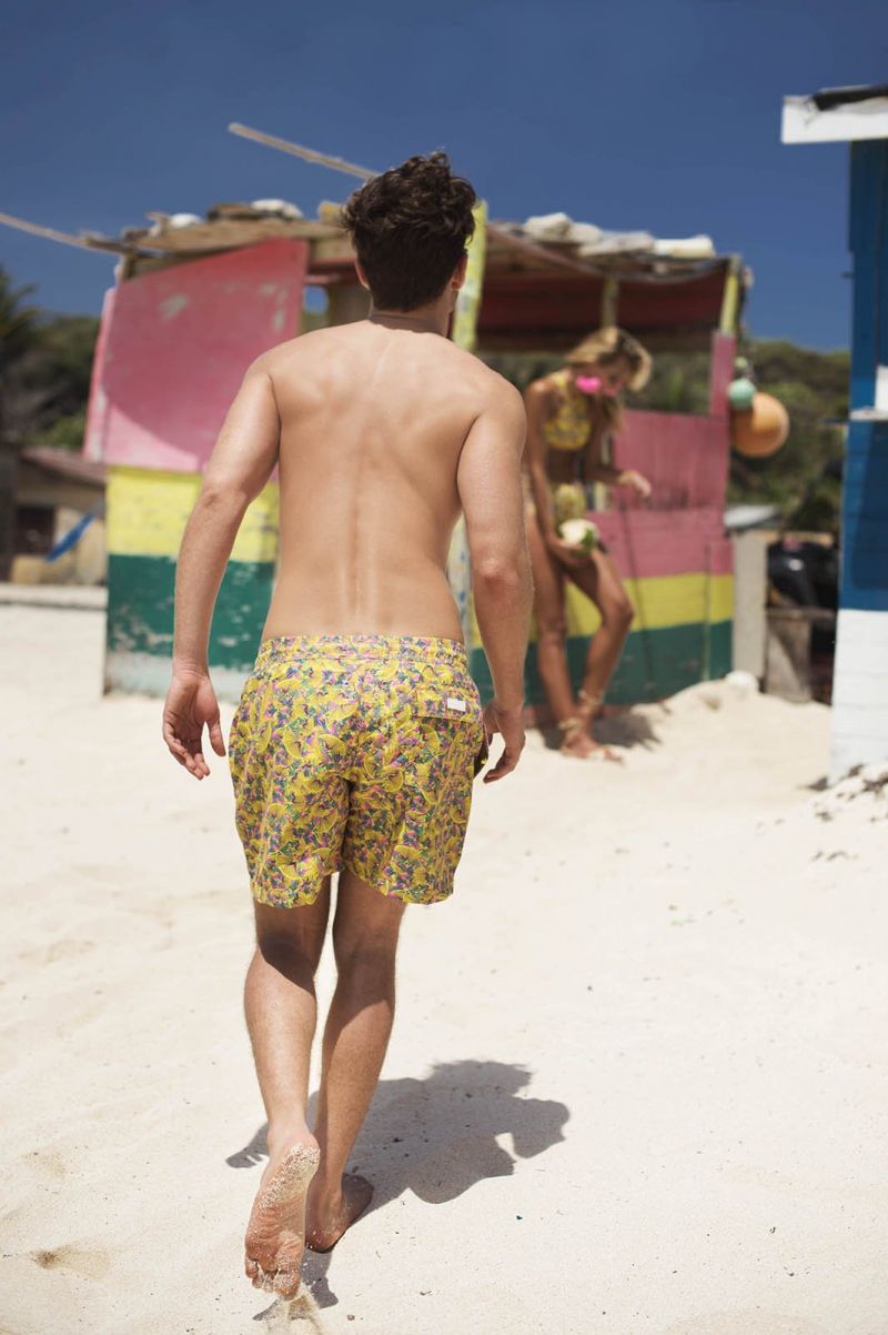 Мужские купальные шорты в принт желтого и розового цвета - LIMA ABSTRATO