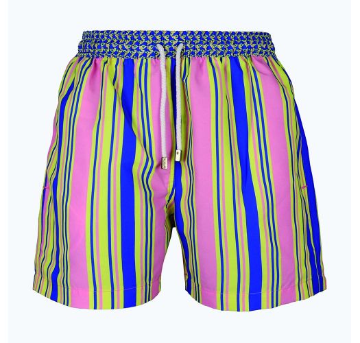 Men`s swimming shorts with multicoloured stripes - NAUTIC
