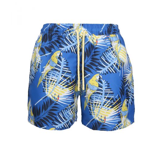 Blue swim shorts with a parrot - SWIM SHORTS GUACA-MAYAS SLIM