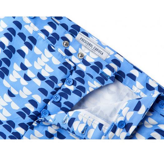 Short de bain graphique bleu/blanc et poches - SAMBA TAILORED SHORT SKY BLUE