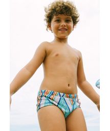 Boy swim trunks in geometric print - ARMY BARLAVENTO