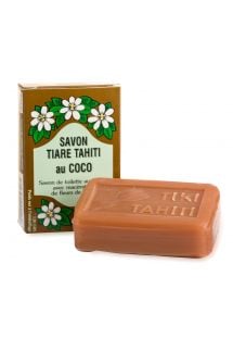 Plantaardige zeep met 30% Tahitiaanse monoi, kokosgeur - TIKI SAVON TIARE TAHITI COCO 130g