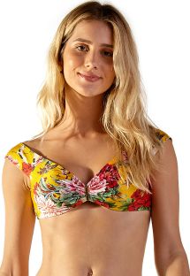 Gelbgrundig geblümtes Bardot-Bikini-Top - TOP GIL XANGAI