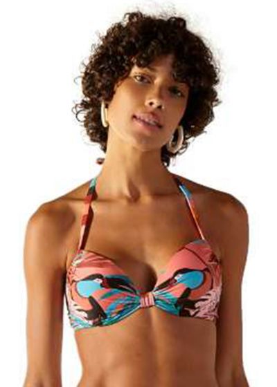 Tropical pink padded balconette top - TOP PACIFICO CHIC PALMAR