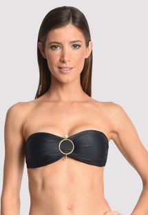 Luxurious accessorized bandeau bikini top - TOP EMBELLISHED HW RUCHED BLACK