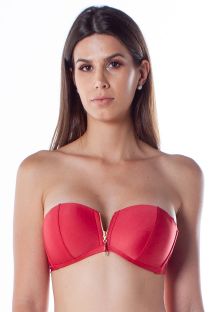 Top bikini a fascia rosso imbottito con cerniera - TOP ZIPER IBIS