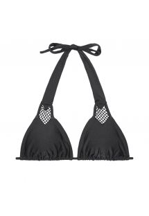 Top di bikini a triangolo foulard nero con ricamo a giorno - FOR YOUR EYES