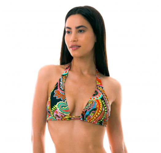 Luli Fama Bathing/Swim Suit Top Triangle Halter Embellished Swimwear Large NWT