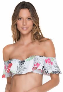 Floral bandeau top with ruffled sleeves - TOP MERRY OFF SHOULDER