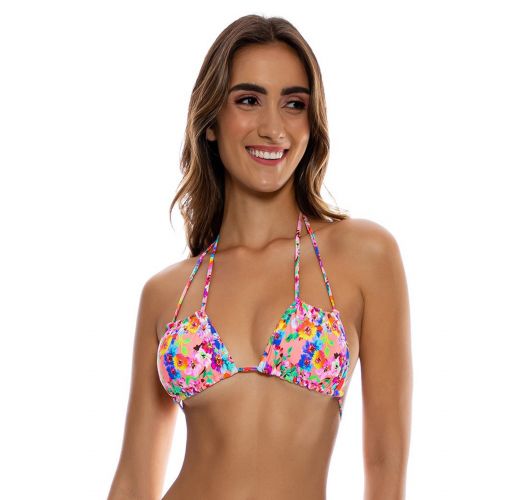TOP MULTI FLORAL BLOSSOMS ELECTRIC CORAL