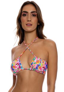 TOP MULTI FLORAL BLOSSOMS ELECTRIC CORAL