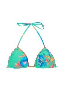 Floral turquoise triangle bikini top - TOP ACQUA FLORA FRUFRU